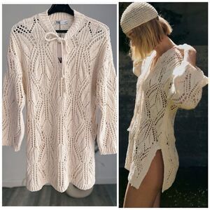 Zara Pointelle Knit Tunic New